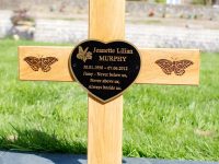 Oak cross with cast bronze heart