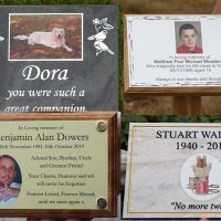 Full colour memorial plaques.