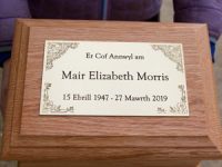 Brass Plaque on Oak Ashes Caskets