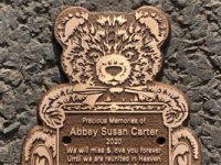Metal memorial plaque in cast bronze.