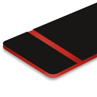 Black surface with red engraved letters. Black surface with red engraved letters.