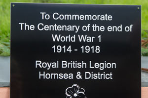 Black aluminium w\ar memorial - deep engraved. Black aluminium w\ar memorial - deep engraved.