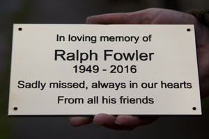 Smaller engraved brass memorial plaque. Smaller engraved brass memorial plaque.