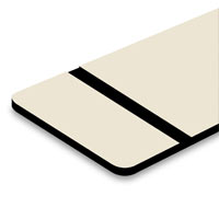 Cream surface and black engraved letters. Cream surface and black engraved letters.
