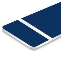 Navy surface with white engraved wording. Navy surface with white engraved wording.