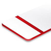 Engraved red letters on white background. Engraved red letters on white background.