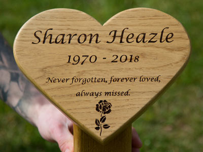 Heart shaped memorial on a posts. Heart shaped memorial on a posts.