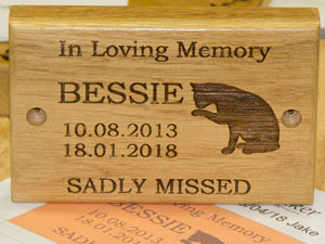 Wooden cat memorial. Wooden cat memorial.