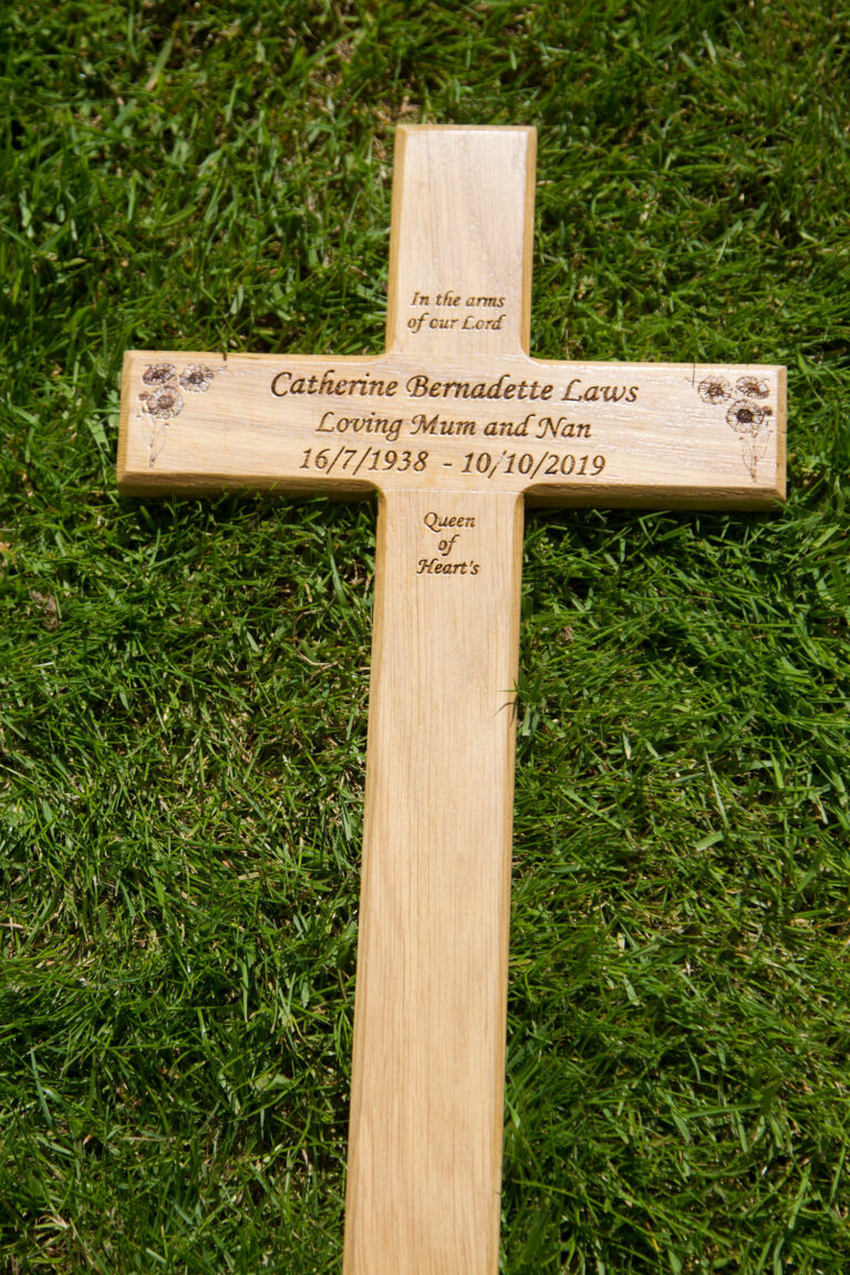 Handmade Wooden Cross For Cemetery Memorial Grave Marker – Light Finish (#435)