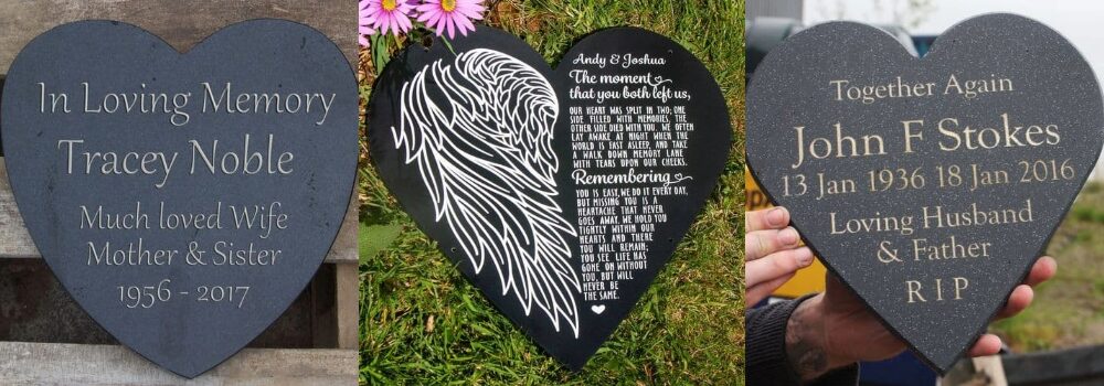 Contemporary Grave Markers | Corian and Granite Heart Shaped Memorials