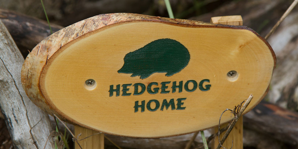 Sign for a hedgehog home.