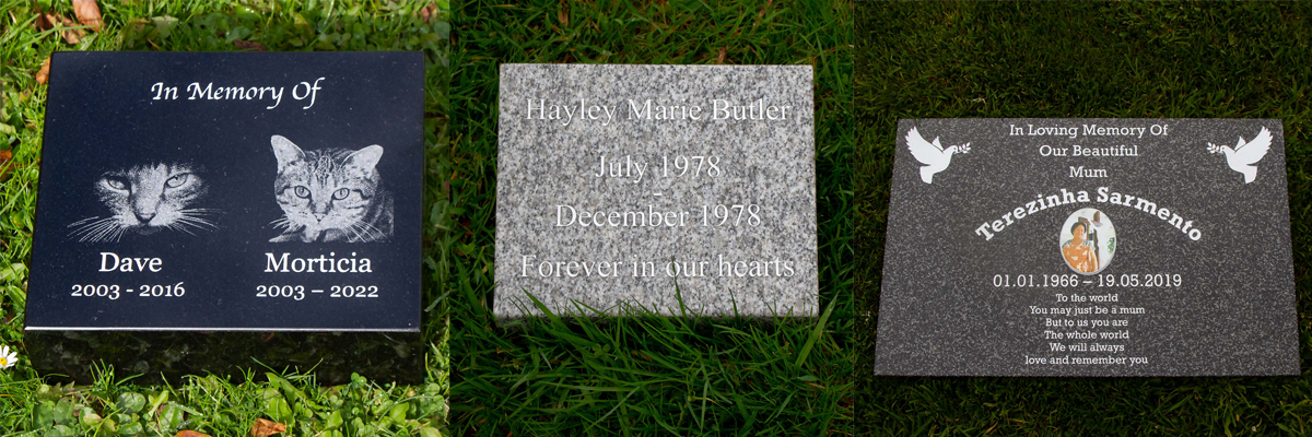 Granite memorials crafted at The Sign Maker. 