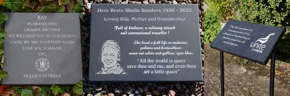 High-quality slate memorials are crafted onsite here at UK Memorials. 