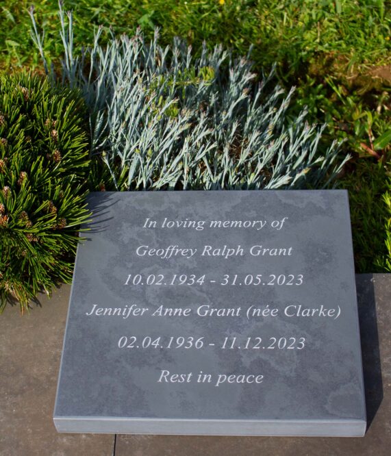 Deep engraved slate memorial tablet crafted at UK Memorials