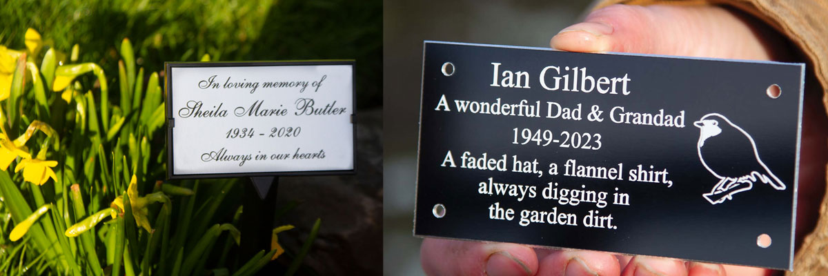 engraved-memorials Engraved memorial plaques in a variety of materials at UK Memorials.